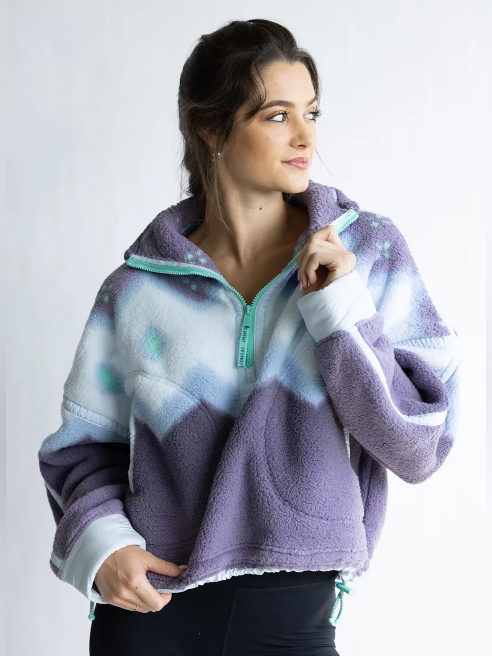 free people movement Mountain High Printed 1/2 Zip Fleece Pullover